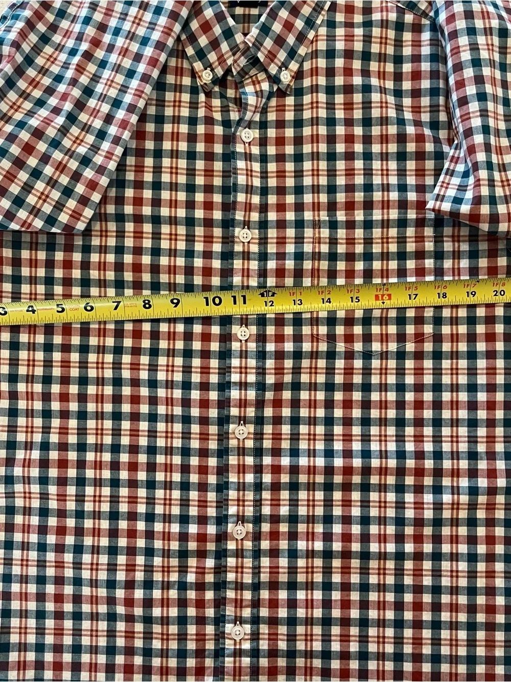 J. Crew Men's Red, Teal & White Plaid Button-Down Shirt Size L